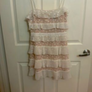 White and tan mini dress